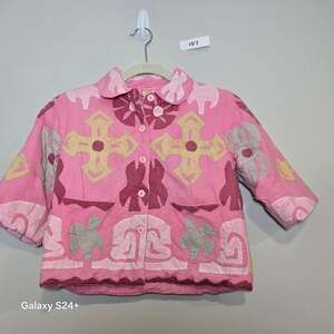 Cornelloki Girls Pink Applique Cotton Jacket
